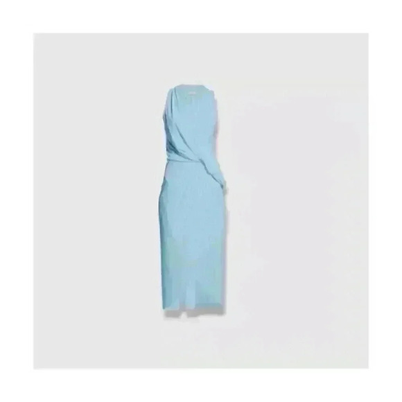 NWT Ramy Brook Women's Blue Monaco V-Neck Sleeveless Midi Wrap Dress Size Large - Picture 3 of 9